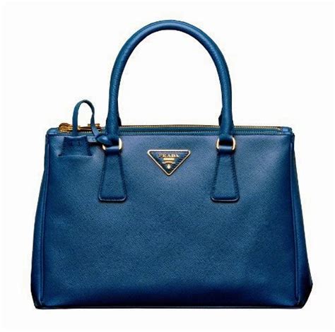 Prada BN1801 Saffiano Lux Leather Double Zip Tote Cobalto .